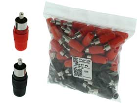 100pl. RCA Plugs, Male with Plastic Back Shell